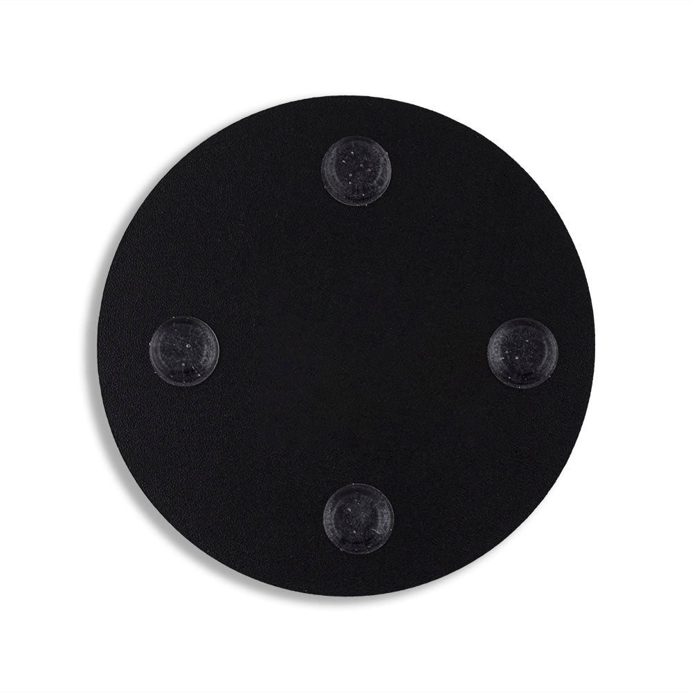 Back side of round coaster with San Francisco, California text and illustration