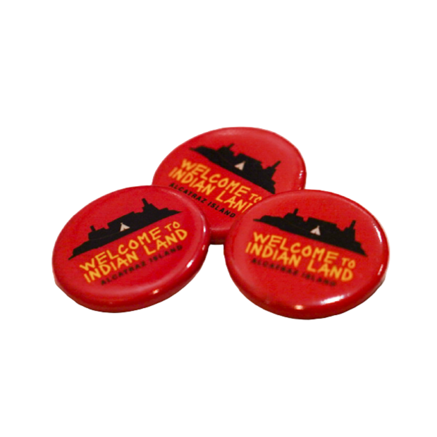 Three red buttons with 'Welcome to Indian Land' text on a white background