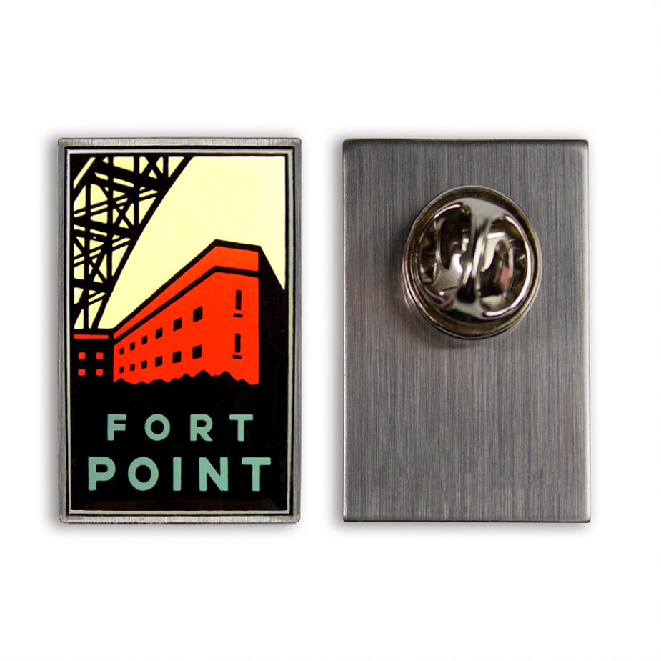 Fort Point pin with artwork by Michael Schwab