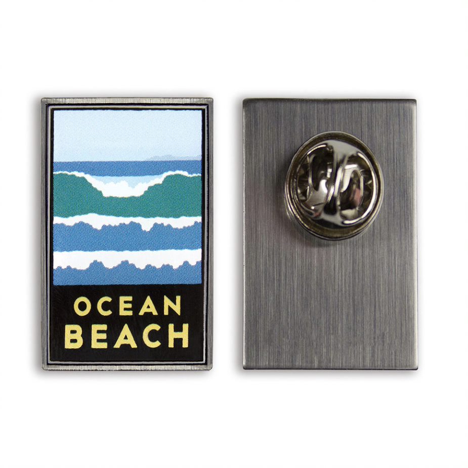 Ocean Beach pin featuring artwork by Michael Schwab