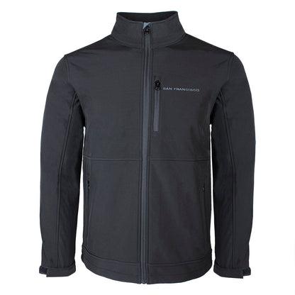 Black jacket with 'San Francisco' branding on a white background