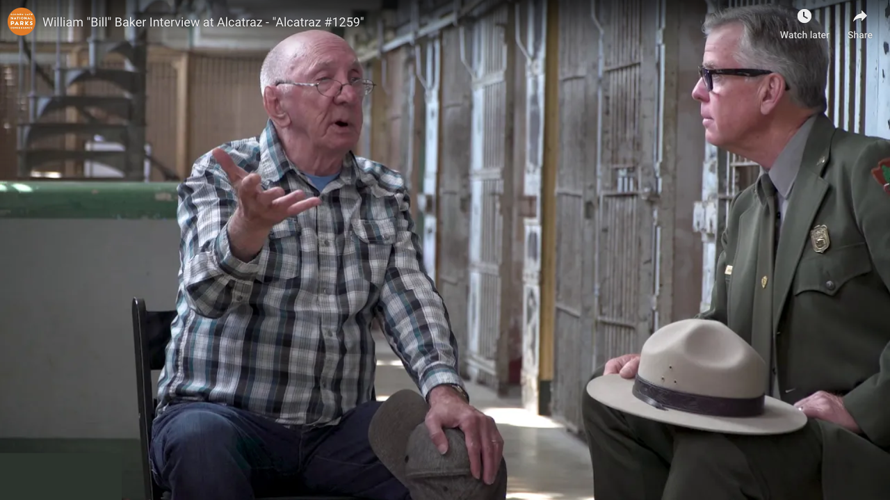 Load video: Bill Baker, formerly incarcerated on Alcatraz, speaks with former National Park Ranger John Cantwell