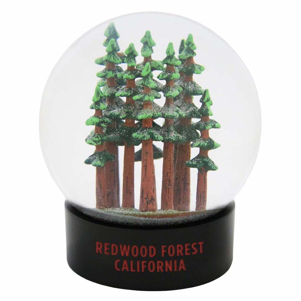 Redwood Forest Fog Globe with black resin base.