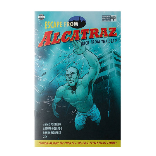 Escape from Alcatraz: Back from the Dead comic book, depicting former Public Enemy No. 1 Floyd Hamilton's escape attempt.