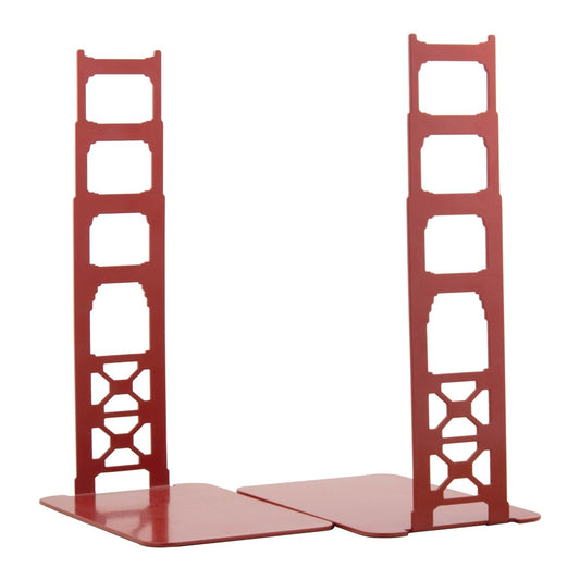 Set of 2 Golden Gate Bridge Art Deco tower bookends, International Orange coated steel.